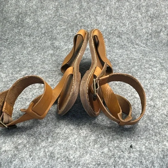 Madewell Boardwalk Sandals Women's 8 Brown Tan Leather Ankle Strap Strappy Cross - Picture 8 of 13